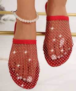 New High Quality Real Leather 5.5cm Heel Slippers LX-872336