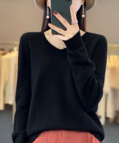 2Color Round neck knitted pullover sweater MY-93265