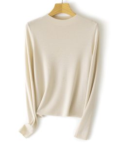 Wine red round neck vintage short sleeved sweater MY-93217