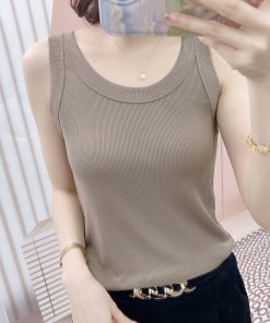 Blue single breasted coarse tweed vest BX-934141